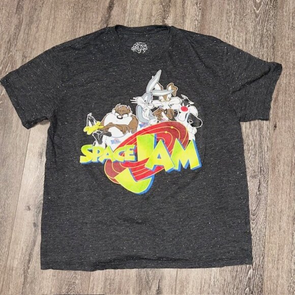 Warner Bros. Other - Space Jam T Shirt Mens XL Black Speck Tune Squad Cotton Blend Short Sleeve